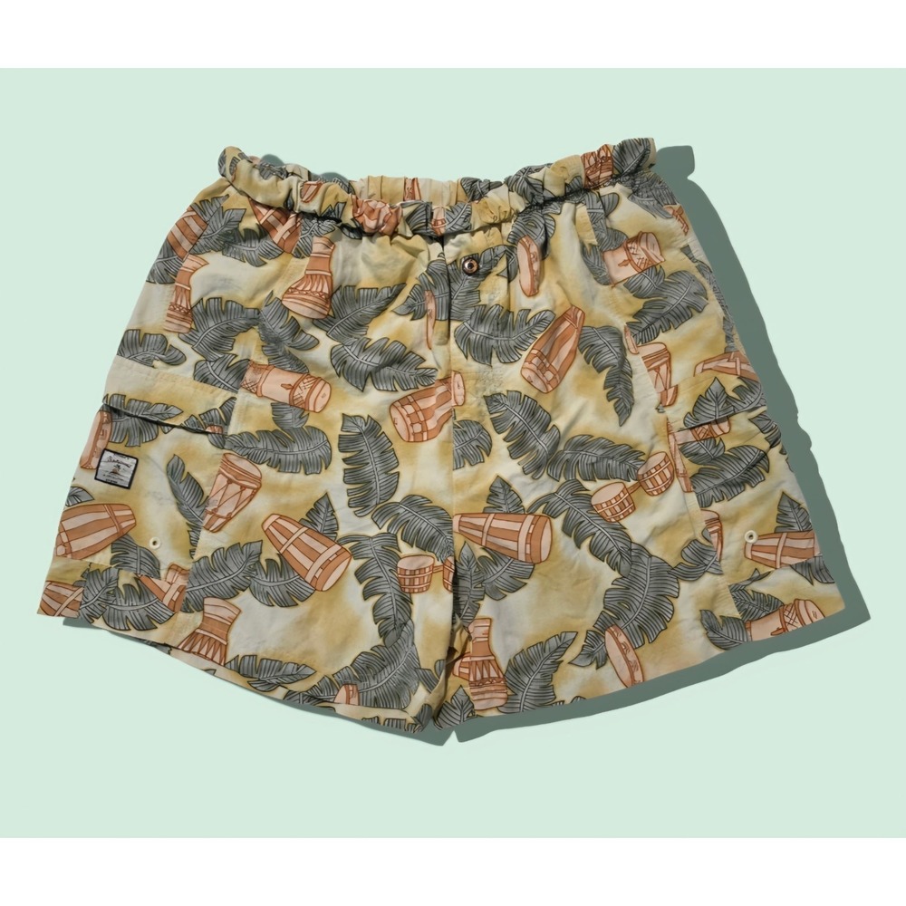 Tommy Bahama Men's Swim Trunks, Tropical Palm Leaf & Drum Print, Size L
